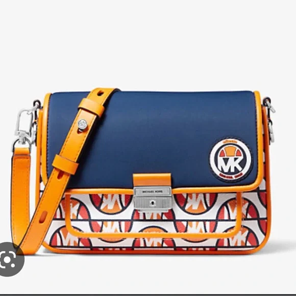 Michael Kors MK X ellesse Bradshaw Printed Canvas and Scuba Messenger Bag